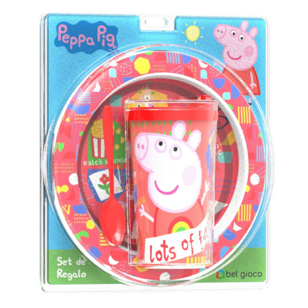 SET PLATO+VASO CAFE C/CUCH.PEPPA PIG
