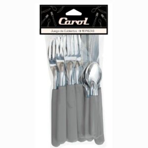 JGO.CUBIERTOS X16 GRIS EN BOLSA CAROL