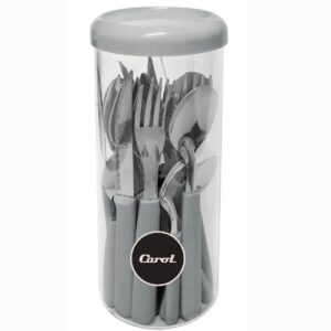 JGO.CUBIERTOS X24 GRIS EN FRASCO CAROL