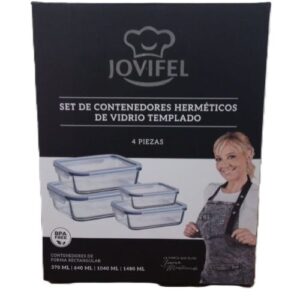 SET X4 HERMETICOS RECTANG.VIDRIO JOVIFEL