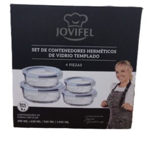 SET X4 HERMETICOS REDONDOS VIDRIO JOVIFEL